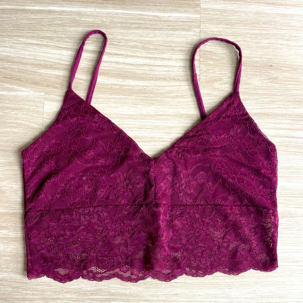 2/$15 Burgundy Lace Crop Top